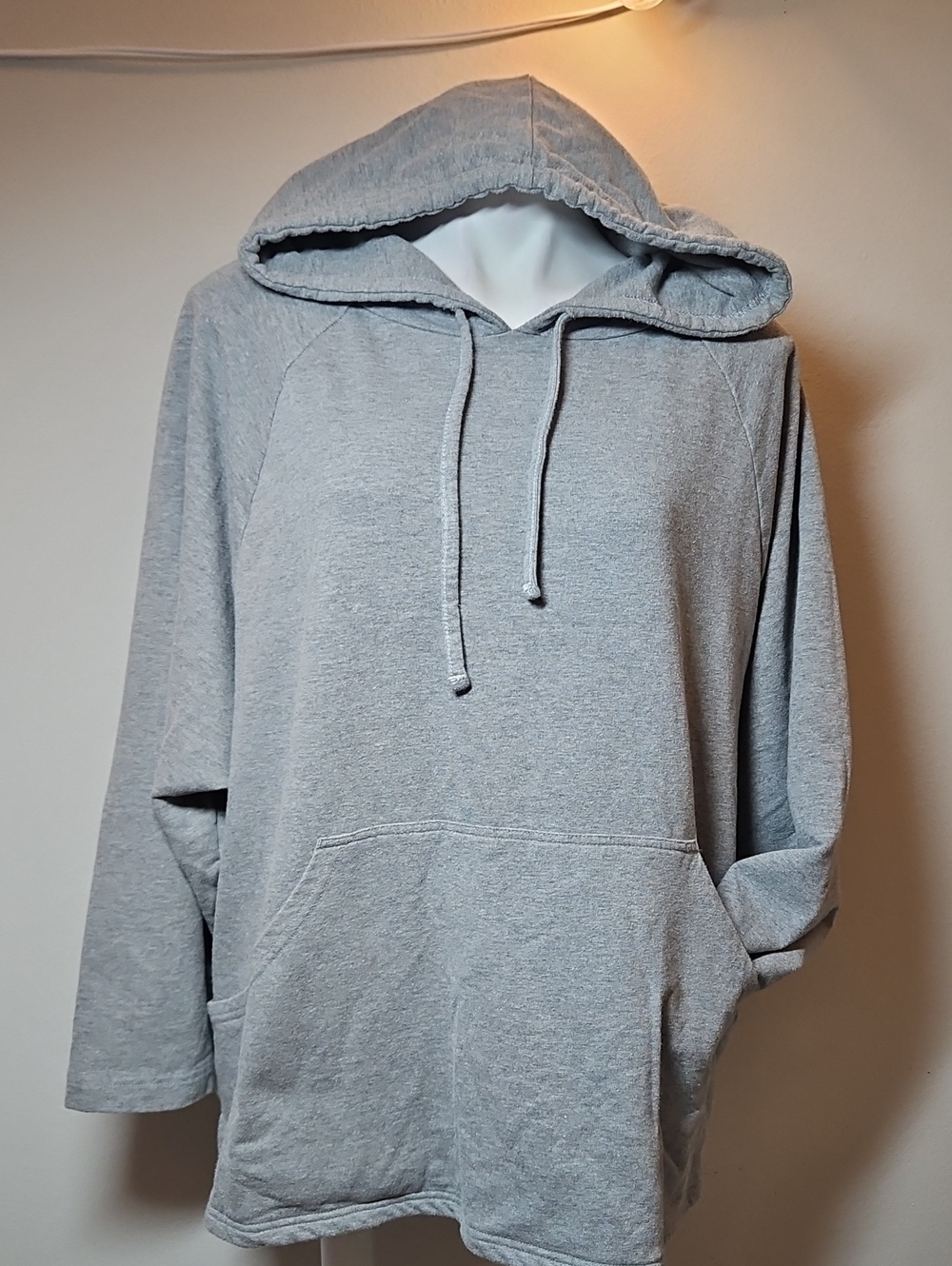 L/XL Grey Hooded Pullover Sweatshirt Tunic